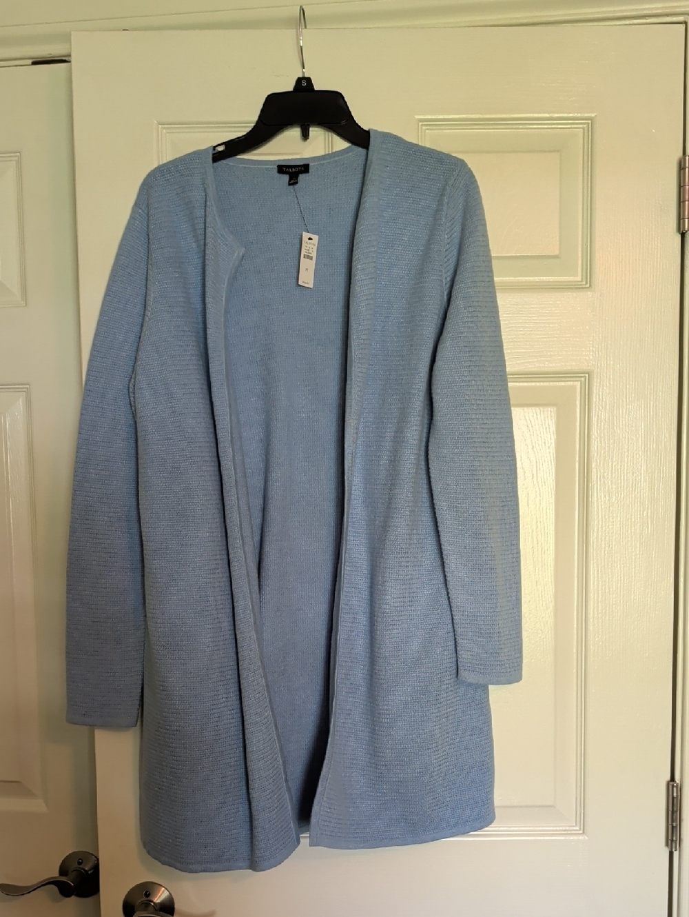Talbots Pale Blue Open-Front Knit Cardigan